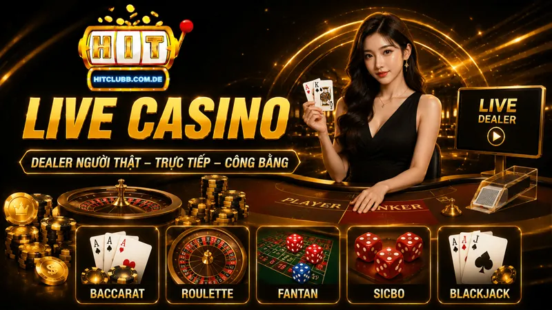 Live casino HitClub dealer người thật, chơi công bằng