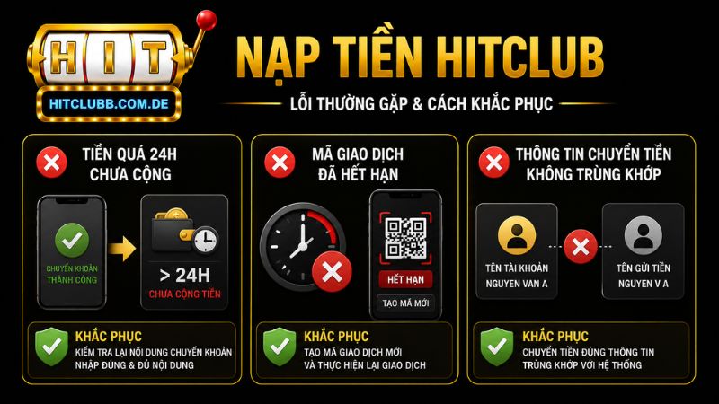 Các lỗi thường gặp của người mới thực hiện nạp tiền Hitclub